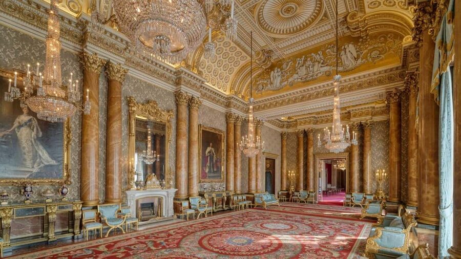 Buckingham Palace State Rooms Entry & Royal London Audio App - The Throne Room and coronation chairs