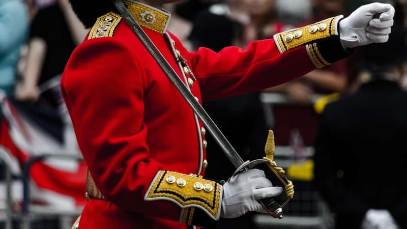 Changing of the Guard at Buckingham Palace Walking Tour - The Mall, with drums ahead