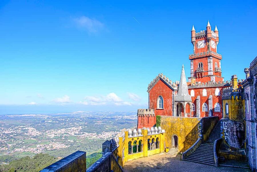 Lisbon: Pena Palace, Sintra, Roca & Cascais by Van - An hour in the village of Sintra