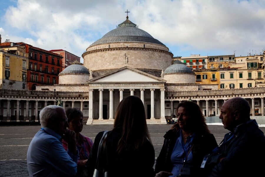 Naples: Royal Palace and Spanish Quarter Guided Tour - Romantica Gardens and the view toward Maschio Angioino
