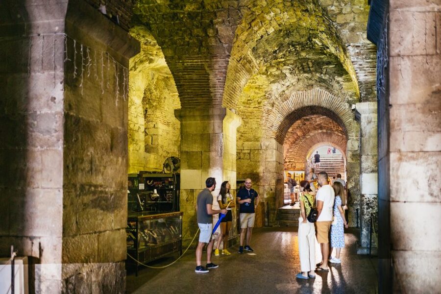 Split: Old Town and Diocletian Palace Walking Tour - The Riva promenade and views toward Marjan Hill